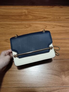 Strathberry Mini East to West Bag in Navy and Vanilla
